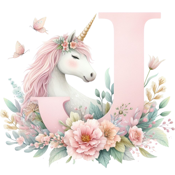 Unicorn Initial Enamel Mug