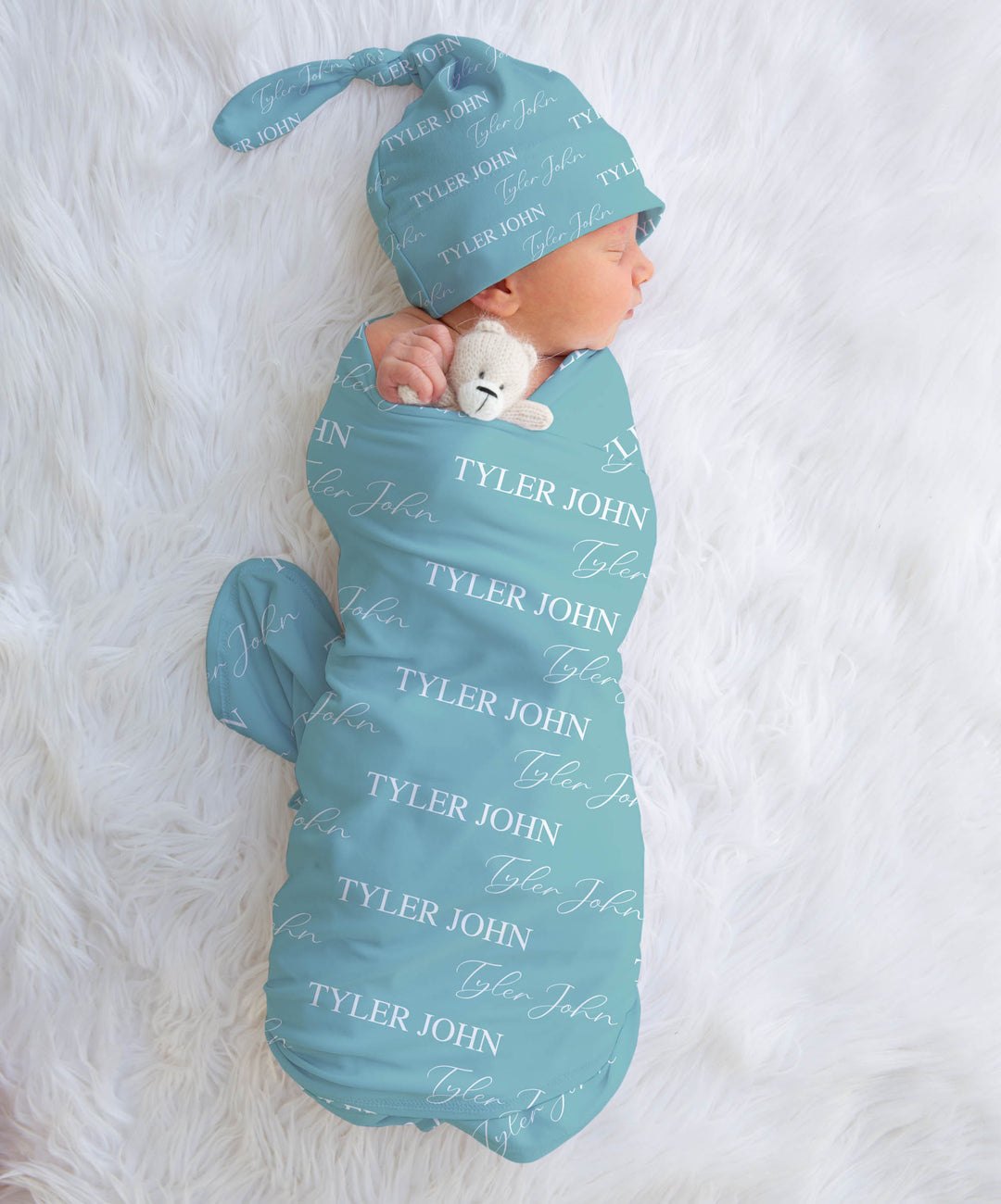 BABY SWADDLE BLANKET AQUA