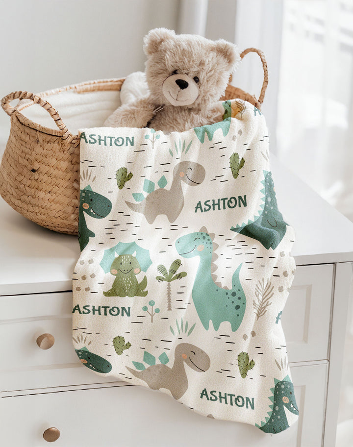 personalised baby blankets dinosaurs