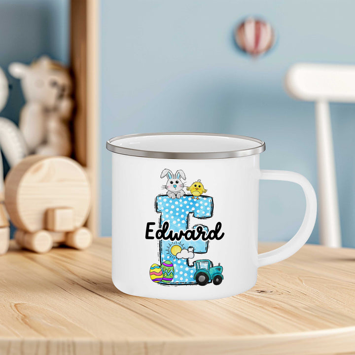 Easter Cars Initial Enamel Mug