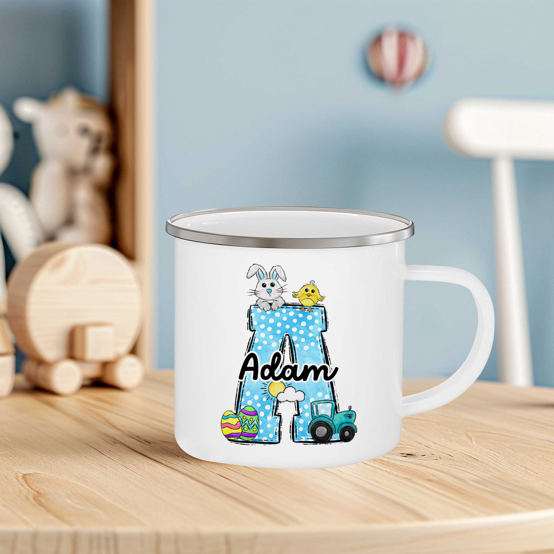 Easter Cars Initial Enamel Mug