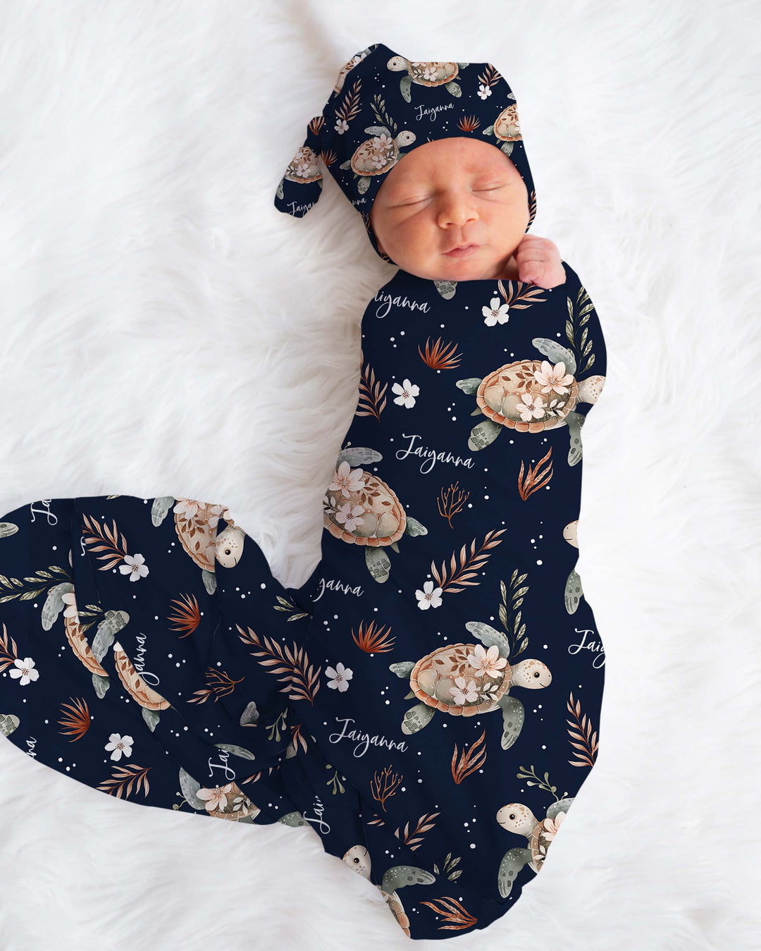 Personalised Swaddle & Beanie Set