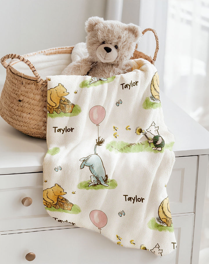 baby blanket personalised winnie the pooh