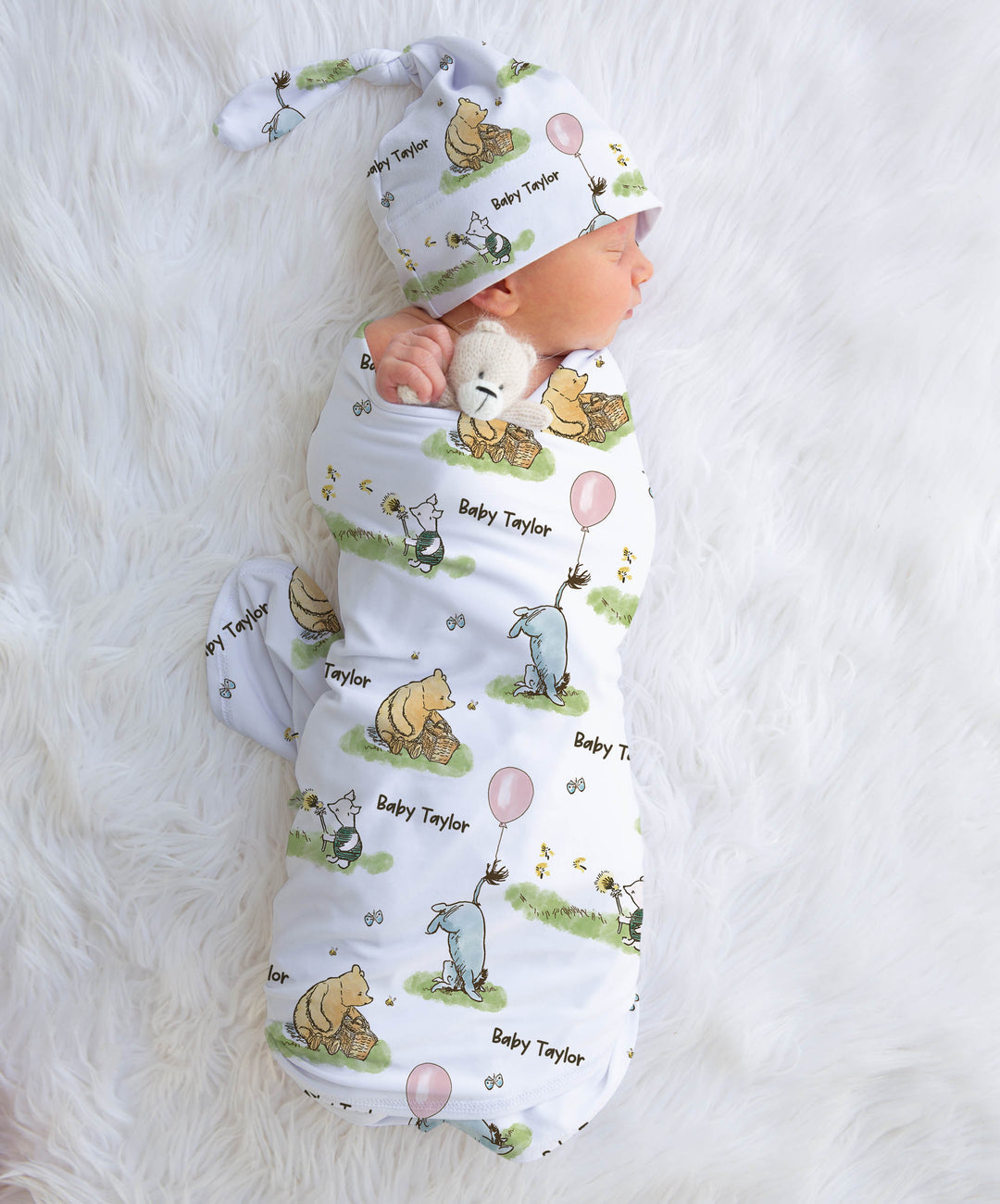 Personalised Swaddle & Beanie Set