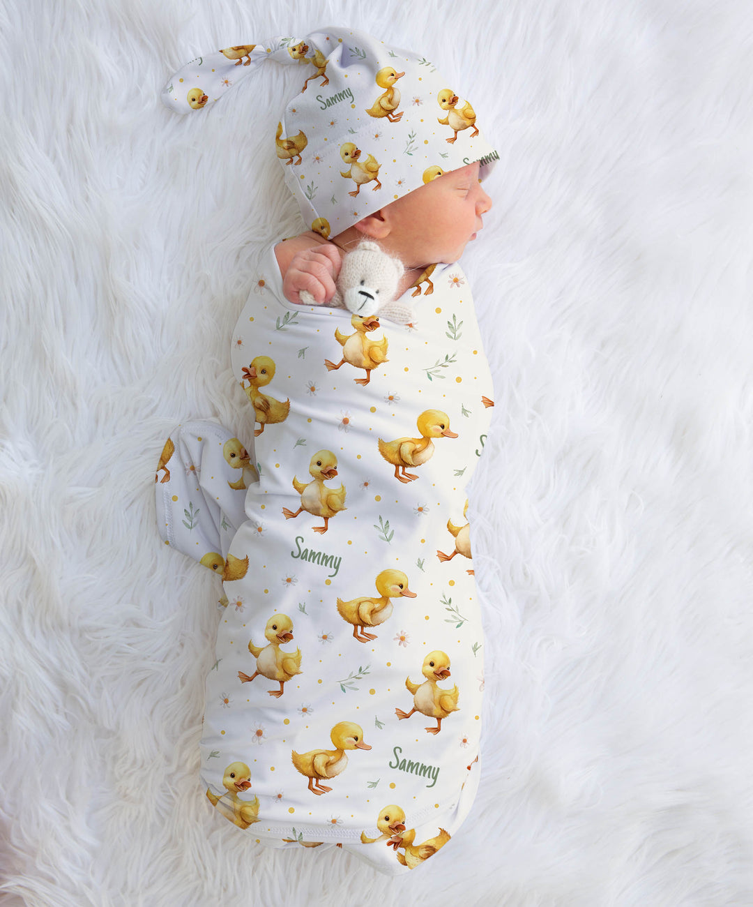 BABY DUCK PERSONALISED SWADDLE