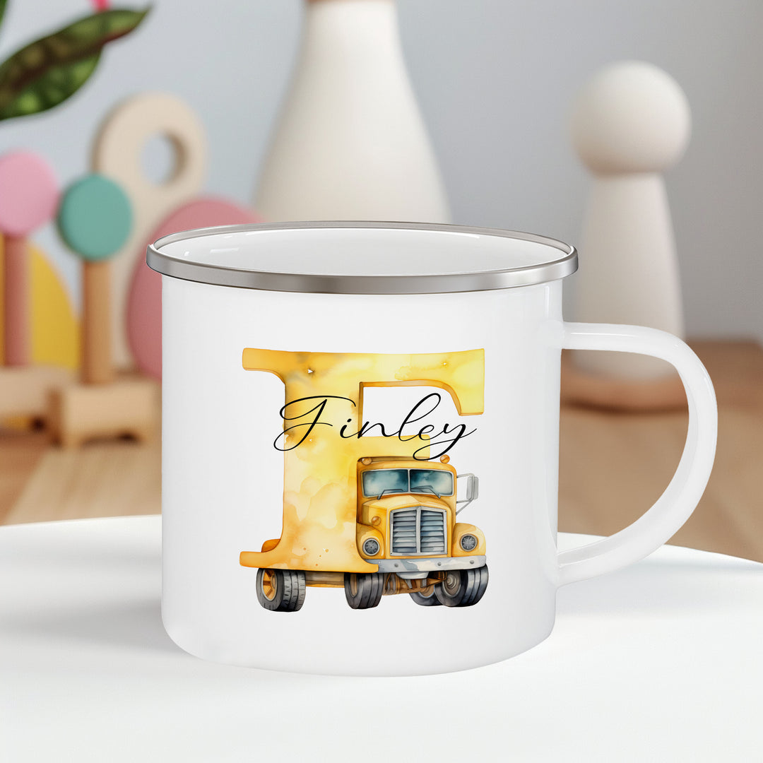 kids enamel mug construction 