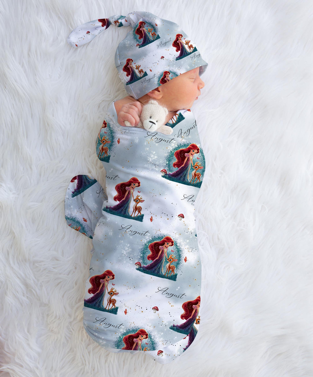 Personalised Swaddle & Beanie Set