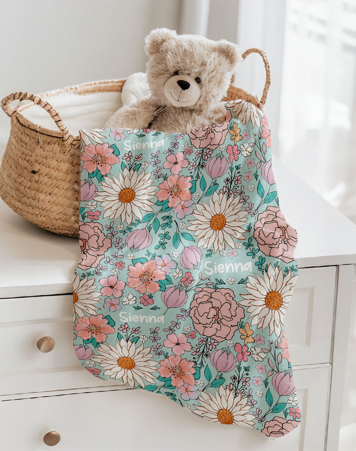 personalised baby blankets floral