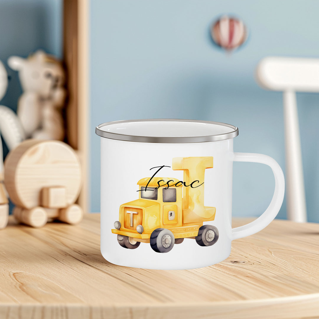 personalised boys enamel mug