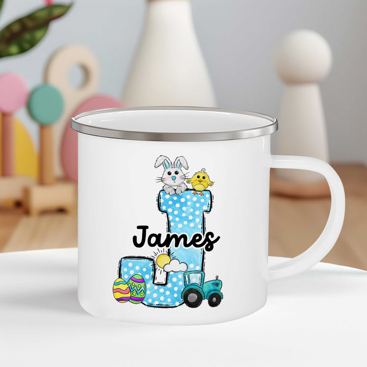 Easter Cars Initial Enamel Mug