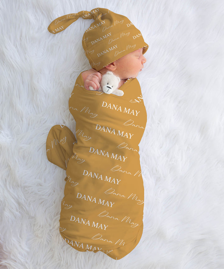 BABY SWADDLE BLANKET MUSTARD