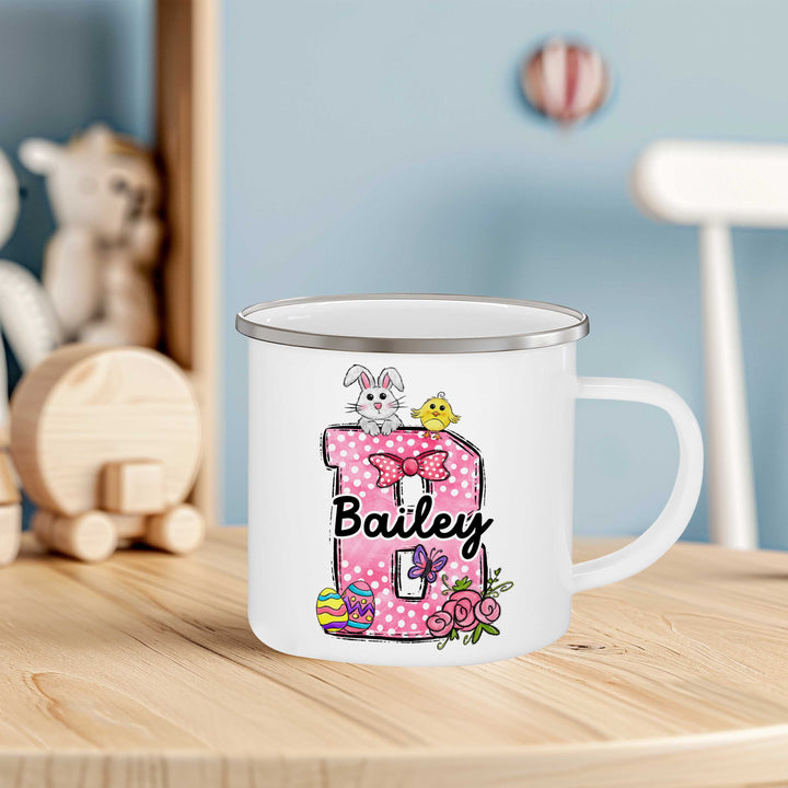 Easter Bow Initial Enamel Mug