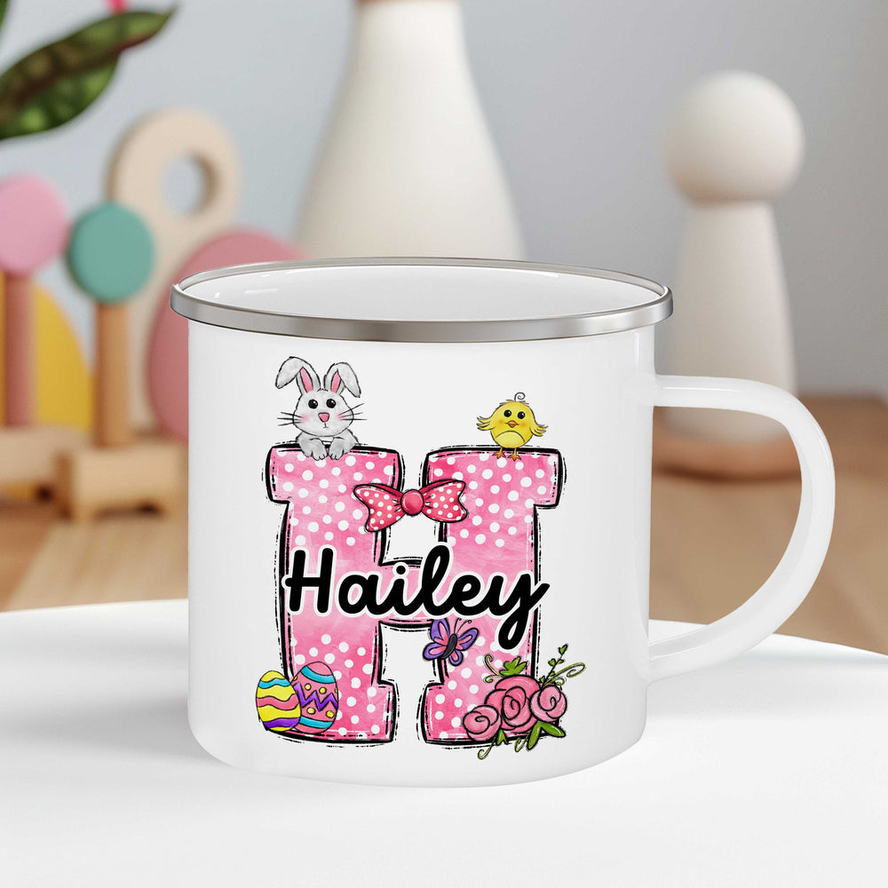 Easter Bow Initial Enamel Mug