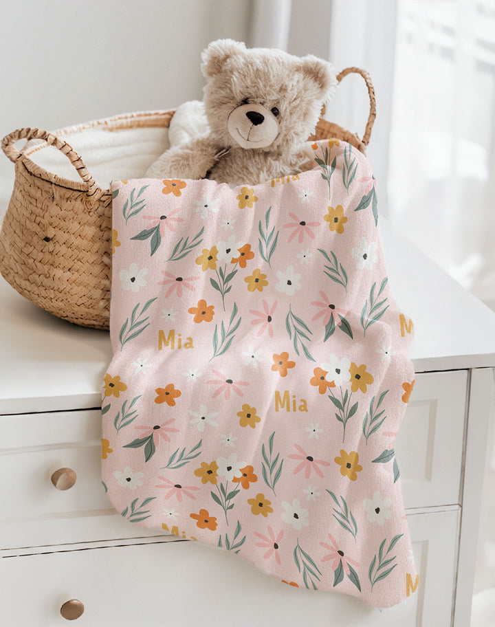 floral personalised baby blankets