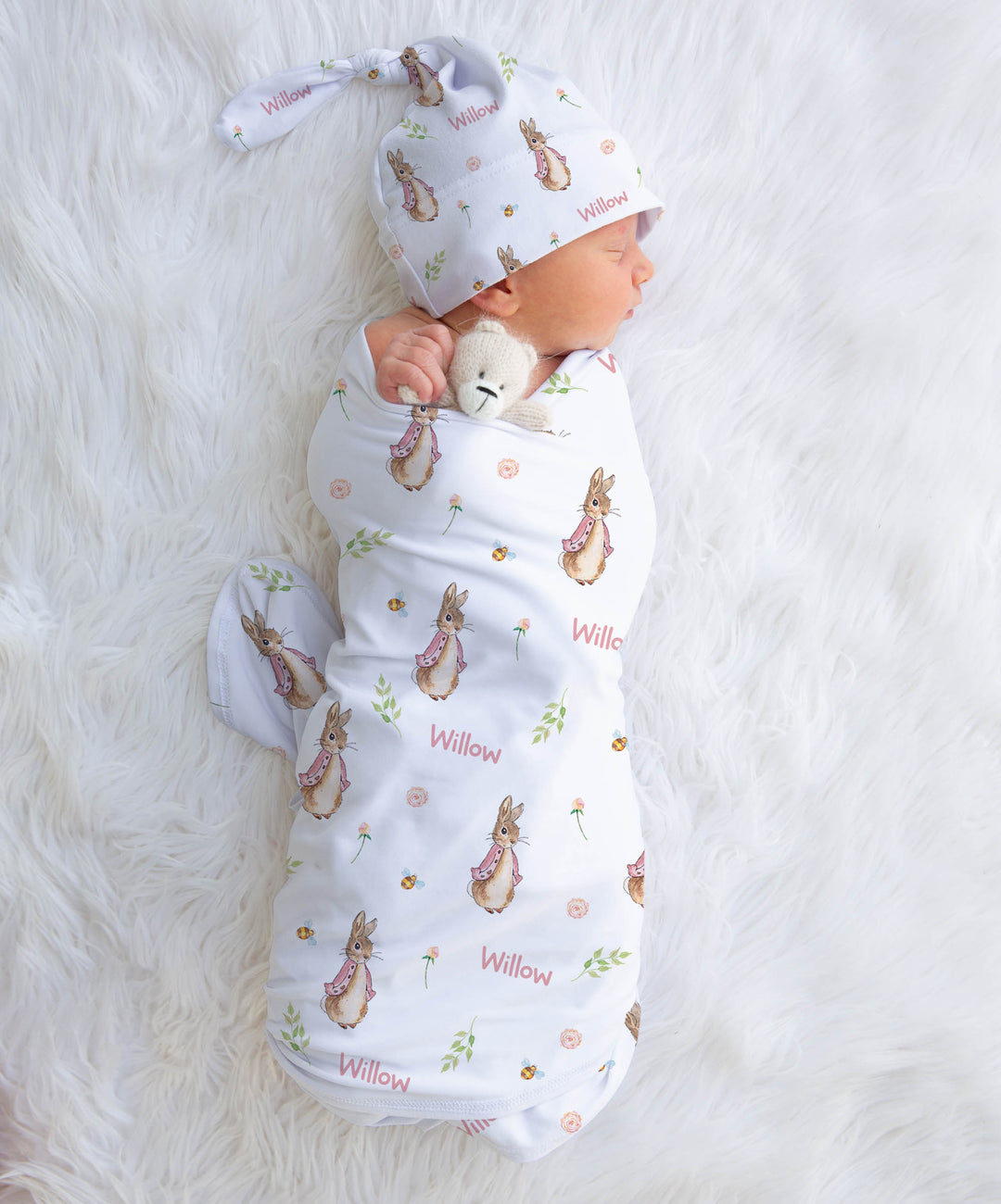 Personalised Swaddle & Beanie Set