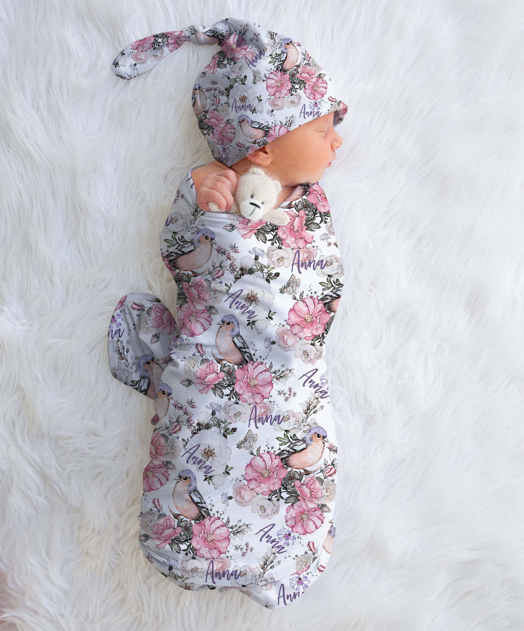 floral baby swaddle personalised