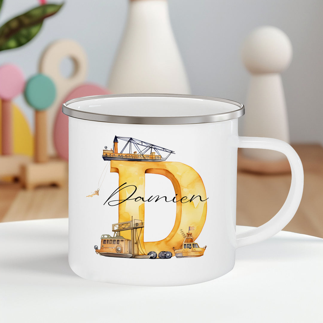 Construction Initial Enamel Mug