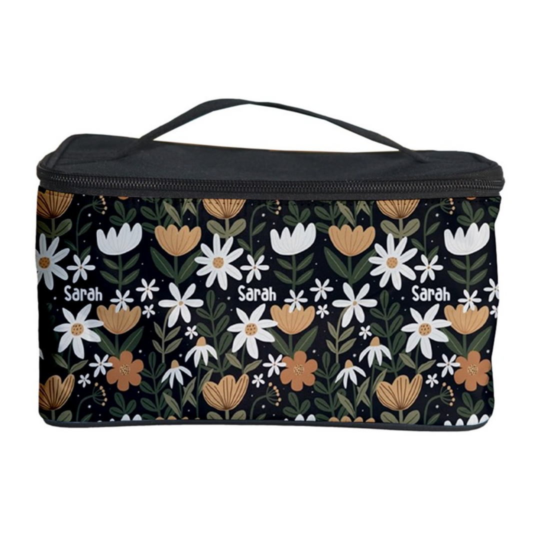 floral personalised cosmetic bag