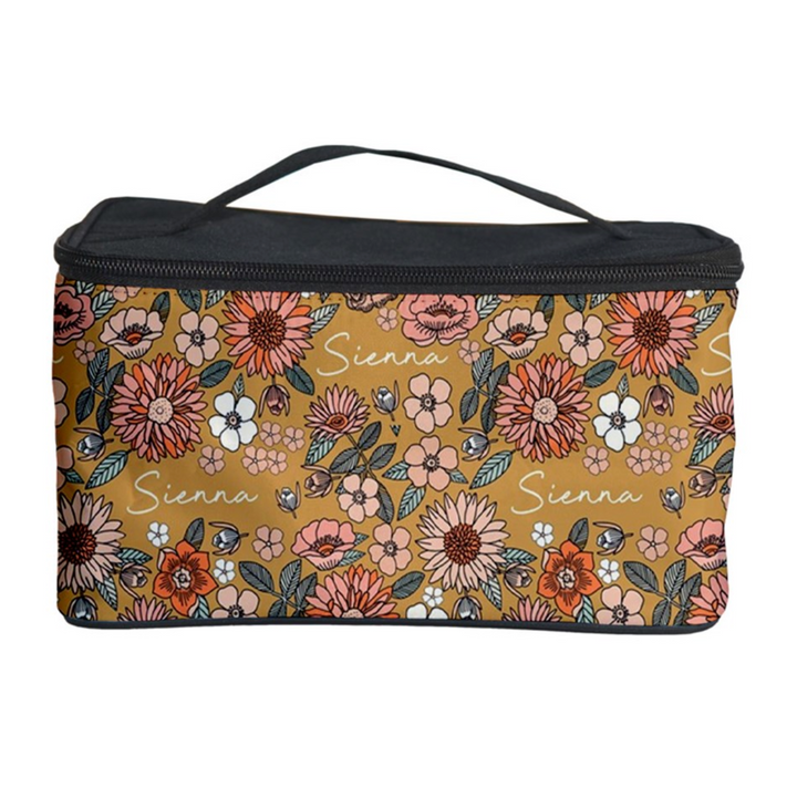 floral personalised cosmetic bag