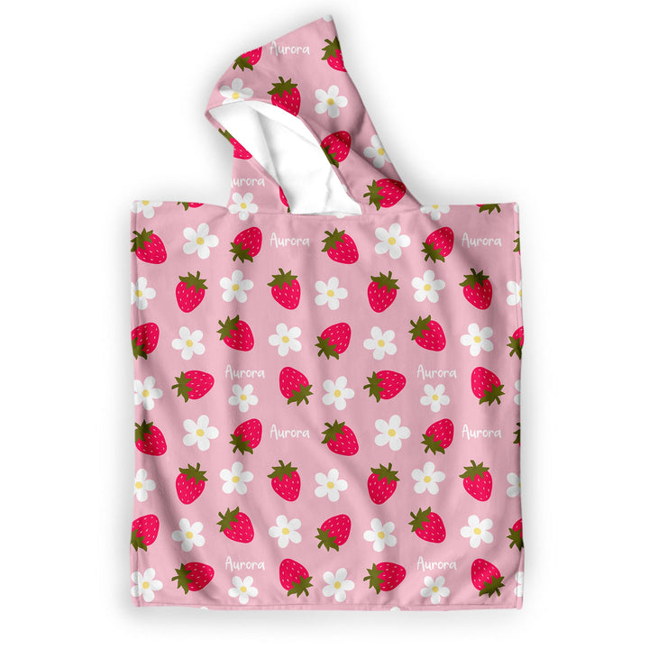 kids hooded towel strawberry 