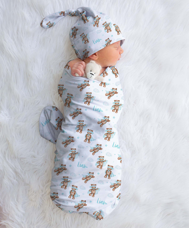 teddy bear baby swaddle