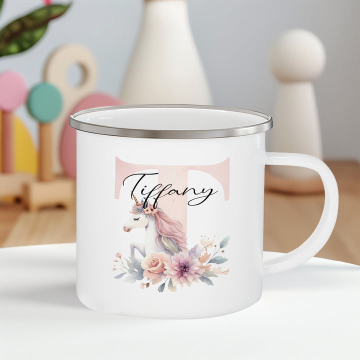 Unicorn Initial Enamel Mug