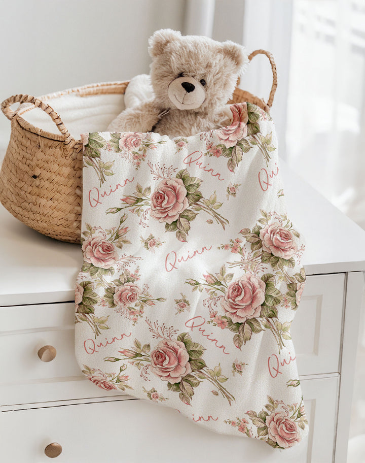 floral personalised baby blankets