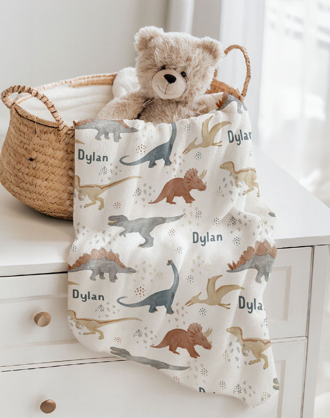 dino personalised baby blankets