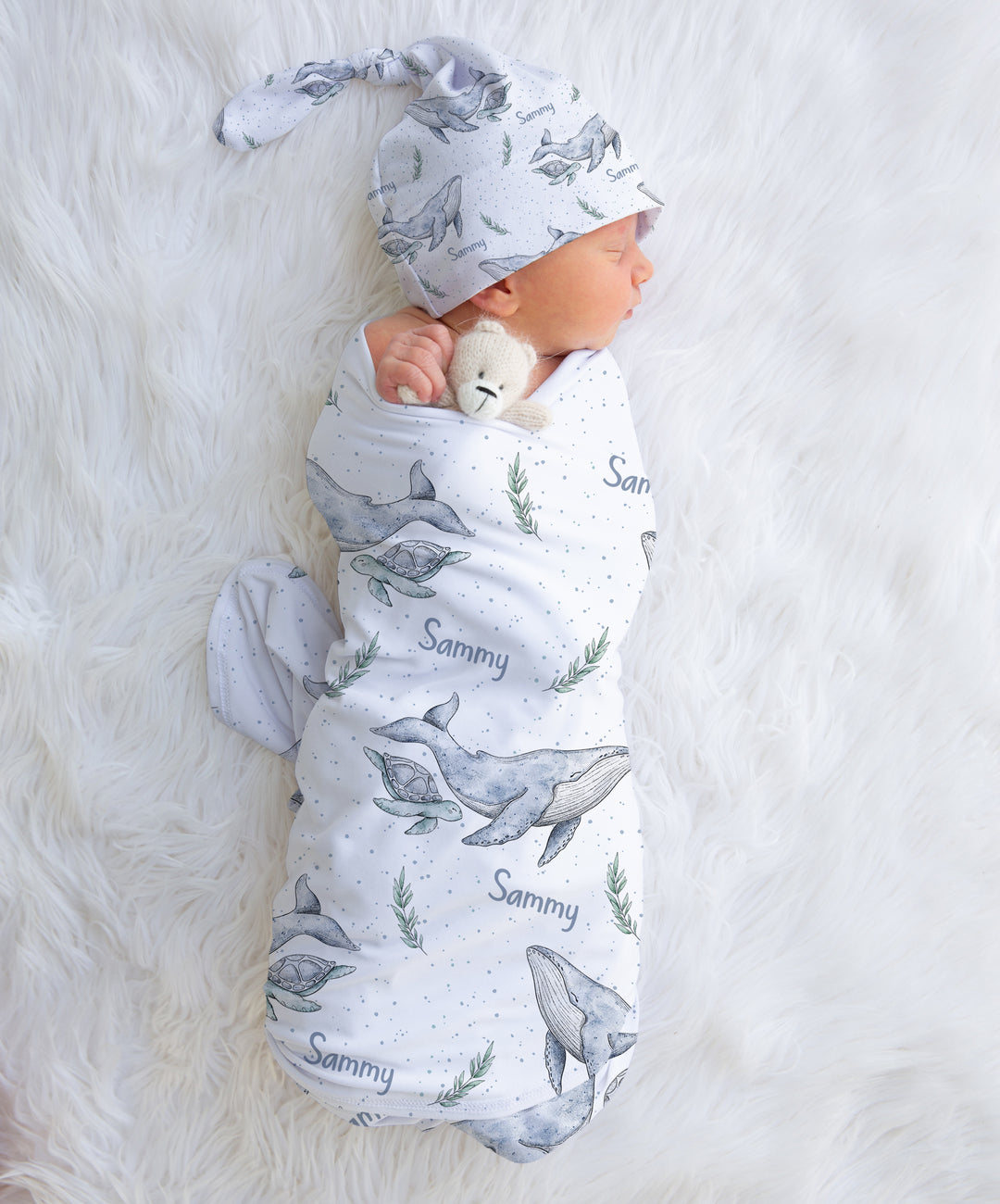 whales baby swaddle