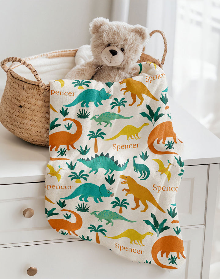 personalised baby blankets dino